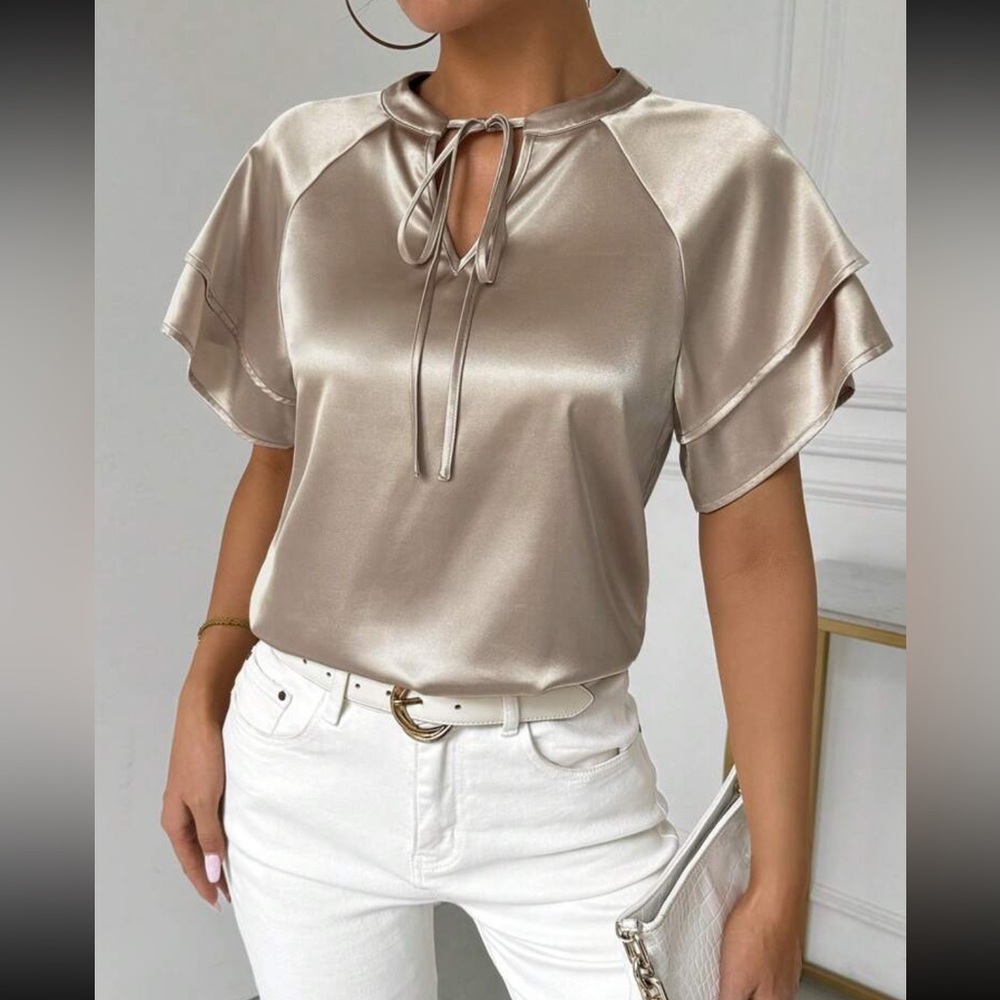 Luxe tie neck blouse